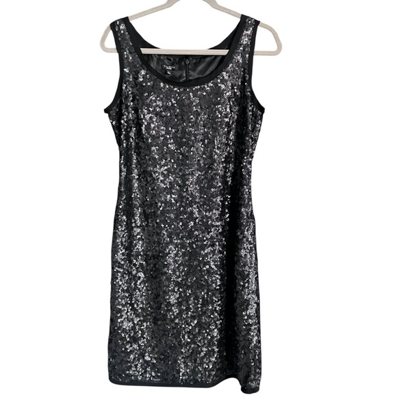 Talbots 100% Silk Elegant Sequined Cocktail Dress in Dark Gray size 8 - Picture 1 of 13